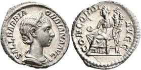 Orbiana, Augusta, 225-227. Denarius (Silver, 19 mm, 2.66 g, 7 h), Rome. SALL BARBIA ORBIANA AVG Diademed and draped bust of Orbiana to right. Rev. CON...