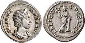 Julia Mamaea, Augusta, 222-235. Denarius (Silver, 20 mm, 3.35 g, 7 h), Rome, 228. IVLIA MAMAEA AVG Diademed and draped bust of Julia Mamaea to right. ...