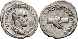 Pupienus, 238. Antoninianus (Silver, 24 mm, 4.57 g, 12 h), Rome, circa April-June 238. IMP CAES PVPIEN MAXIMVS AVG Radiate, draped and cuirassed bust ...