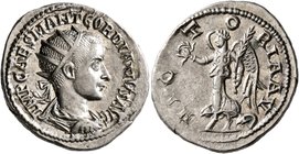 Gordian III, 238-244. Antoninianus (Silver, 23 mm, 5.00 g, 1 h), Antiochia, 238-239. IMP CAES M ANT GORDIANVS AVG Radiate, draped and cuirassed bust o...