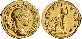 Gordian III, 238-244. Aureus (Gold, 20 mm, 5.14 g, 12 h), Rome, July-December 239. IMP CAES M ANT GORDIANVS AVG Laureate, draped and cuirassed bust of...