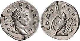 Trajan Decius, 249-251. Antoninianus (Silver, 22 mm, 3.45 g, 7 h), commemorative issue for Divus Traianus (died 117), Rome, mid 251. DIVO TRAIANO Radi...