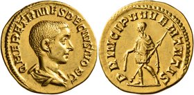 Herennius Etruscus, as Caesar, 249-251. Aureus (Gold, 19 mm, 4.39 g, 1 h), Rome, circa 250-251. Q HER ETR MES DECIVS NOB C Bare-headed and draped bust...
