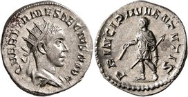 Herennius Etruscus, as Caesar, 249-251. Antoninianus (Silver, 20 mm, 3.72 g, 12 h), Rome, circa 250-251. Q HER ETR MES DECIVS NOB C Radiate and draped...