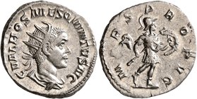 Hostilian, as Caesar, 250-251. Antoninianus (Silver, 21 mm, 3.90 g, 12 h), Rome, 251. C VAL HOS MES QVINTVS N C Radiate and draped bust of Hostilian t...