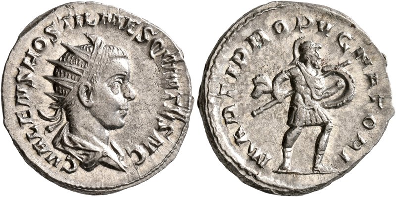 Hostilian, as Caesar, 250-251. Antoninianus (Silver, 22 mm, 4.29 g, 7 h), Rome, ...