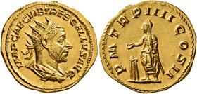 Trebonianus Gallus, 251-253. Binio (Gold, 22 mm, 5.84 g, 1 h), Rome, 253. IMP CAE C VIB TREB GALLVS AVG Radiate, draped and cuirassed bust of Trebonia...