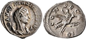 Diva Mariniana, died before 253. Antoninianus (Silver, 23 mm, 4.17 g, 6 h), Viminacium, 253-254. DIVAE MARINIANAE Veiled bust of Diva Mariniana set to...