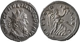 Laelianus, Romano-Gallic usurper, 269. Antoninianus (Silvered bronze, 20 mm, 3.32 g, 1 h), Cologne, early 269. IMP C LAELIANVS P F AVG Radiate, draped...