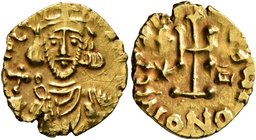 Leo III the "Isaurian", 717-741. Tremissis (Gold, 14 mm, 1.39 g, 6 h), Rome, RY 4 = 720/1. [N]OLE [...] P A M[ЧL] (or similar) Bust of Leo III facing,...