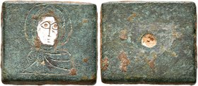 Byzantine Weights, Circa 4th-5th centuries. Weight of 1 Nomisma (Bronze, 13x15 mm, 4.22 g), a uniface square coin weight with plain edges. Draped and ...