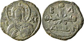 CRUSADERS. Edessa. Baldwin I (?), 1098-1100. Follis (Bronze, 27 mm, 8.08 g, 1 h). Nimbate and draped bust of Christ facing, with two pellets on the cr...