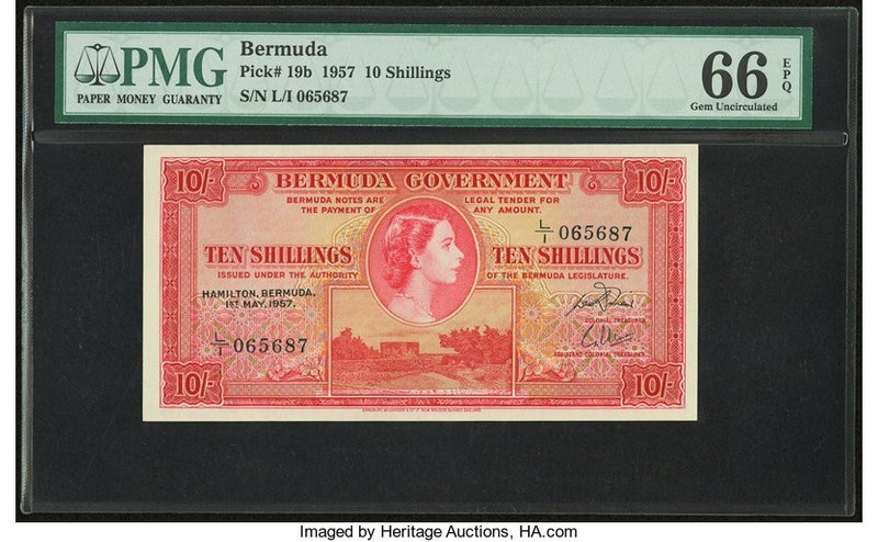Bermuda Bermuda Government 10 Shillings 1.5.1957 Pick 19b PMG Gem Uncirculated 6...