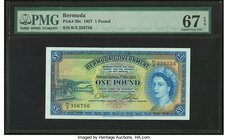 Bermuda Bermuda Government 1 Pound 1.5.1957 Pick 20c PMG Superb Gem Unc 67 EPQ. With security strip.

HID09801242017