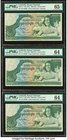 Cambodia Banque Nationale du Cambodge 1000 Riels ND (1973) Pick 17 Three Consecutive Examples PMG Gem Uncirculated 65 EPQ; Choice Uncirculated 64 (2)....