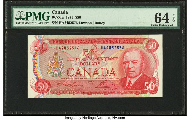 Canada Bank of Canada $50 1975 BC-51a PMG Choice Uncirculated 64 EPQ. 

HID09801...