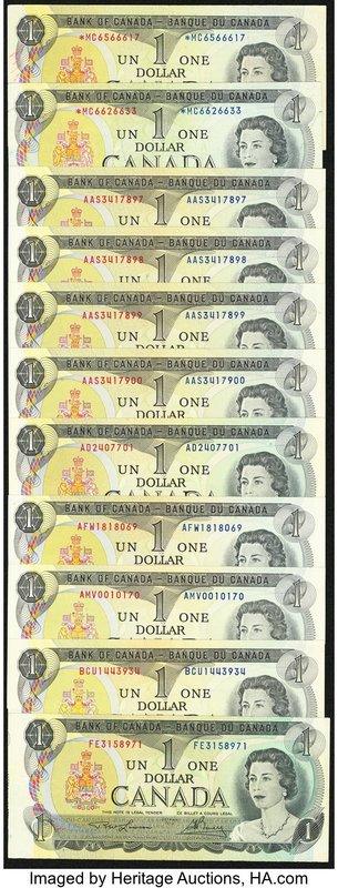 Twenty-Three Notes from Canada Issued During the 1970s Totaling $117 In Face Val...