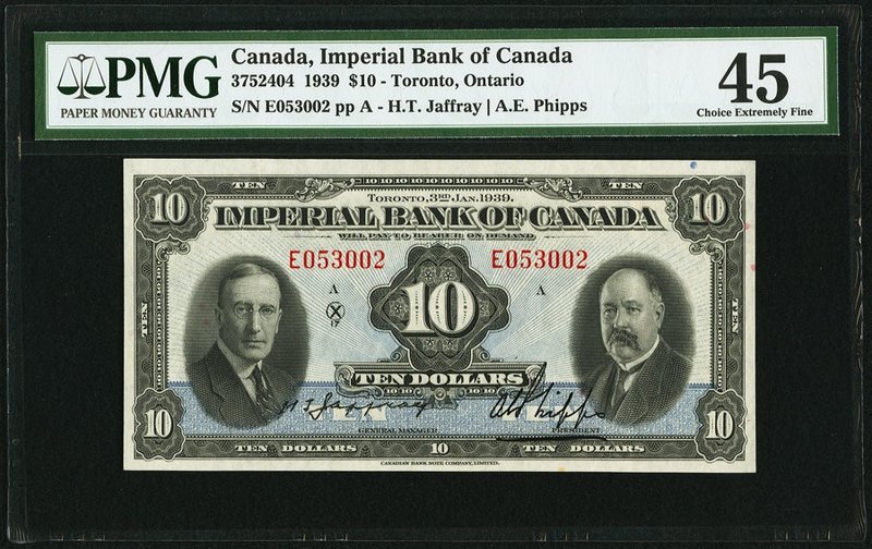 Canada Toronto, ON- Imperial Bank of Canada $10 3.1.1939 Ch.# 375-24-04 PMG Choi...