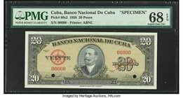 Cuba Banco Nacional de Cuba 20 Pesos 1958 Pick 80s2 Specimen PMG Superb Gem Unc 68 EPQ. Two POCs.

HID09801242017