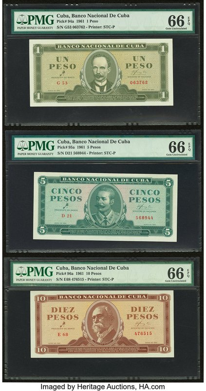 Cuba Banco Nacional de Cuba 1; 5; 10; 20; 50 Pesos 1961 Pick 94a; 95a; 96a; 97a;...