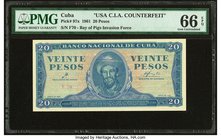 Cuba Banco Nacional de Cuba 20 Pesos 1961 Pick 97x USA C.I.A. Counterfeit PMG Gem Uncirculated 66 EPQ. 

HID09801242017