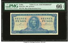 Cuba Banco Nacional de Cuba 20 Pesos 1961 Pick 97x USA C.I.A. Counterfeit PMG Gem Uncirculated 66 EPQ. 

HID09801242017