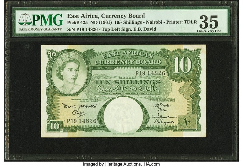 East Africa Currency Board 10 Shillings ND (1961) Pick 42a PMG Choice Very Fine ...