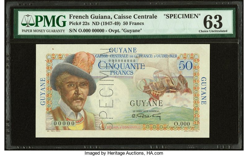French Guiana Caisse Centrale de la France d'Outre-Mer 50 Francs ND (1947-49) Pi...