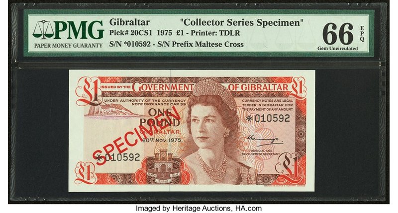 Gibraltar Government of Gibraltar 1 Pound 20.11.1975 Pick 20CS1 Collector Series...