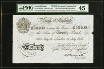 Great Britain Bank of England 20 Pounds 15.7.1935 Pick 337Ba "Operation Bernhard" PMG Choice Extremely Fine 45. Paper maker's notch; pinholes.

HID098...