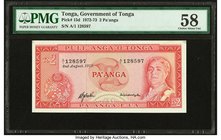 Tonga Government of Tonga 2 Pa'anga 2.8.1973 Pick 15d PMG Choice About Unc 58. Previously mounted.

HID09801242017