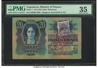 Yugoslavia Ministry of Finance 20 Kronen 2.1.1913 (ND 1919) Pick 7 PMG Choice Very Fine 35. Ink stamp; split.

HID09801242017