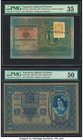 Yugoslavia Ministry of Finance 100; 1000 Kronen 1912 (ND 1919); 1902 (ND 1919) Pick 9A; 10B Two Examples PMG Choice Very Fine 35; About Uncirculated 5...