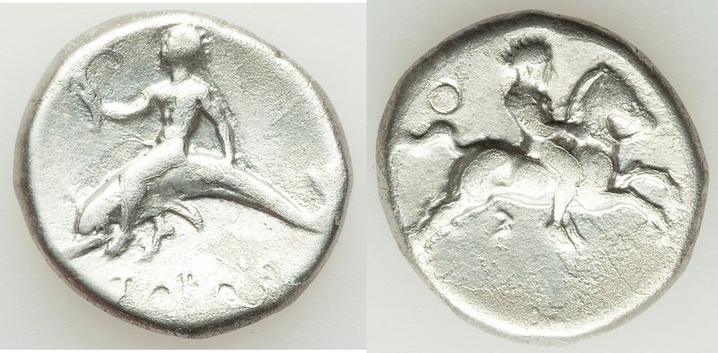 CALABRIA. Tarentum. Ca. 380-340 BC. AR stater or didrachm (21mm, 7.43 gm, 3h). F...