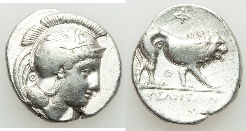 LUCANIA. Velia. Ca. 340-334 BC. AR didrachm or stater (22mm, 7.46 gm, 2h). Choic...