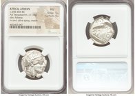 ATTICA. Athens. Ca. 440-404 BC. AR tetradrachm (25mm, 17.18 gm, 7h). NGC AU 5/5 - 4/5. Mid-mass coinage issue. Head of Athena right, wearing crested A...