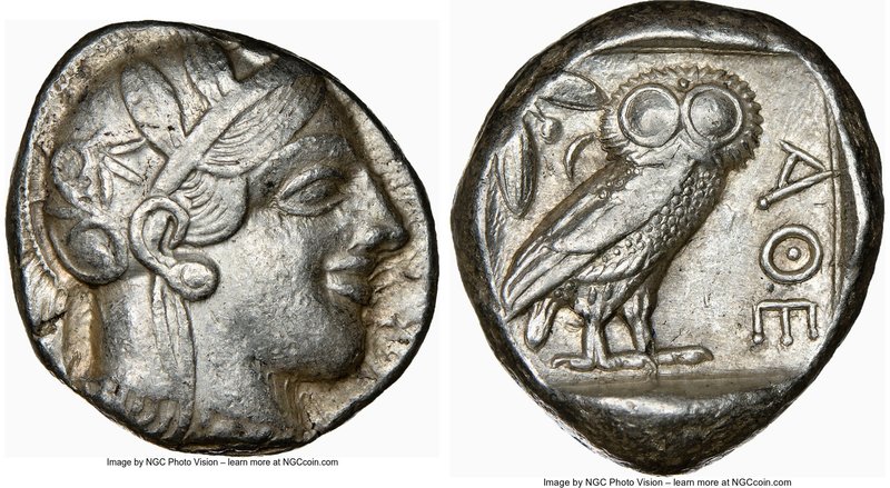 ATTICA. Athens. Ca. 440-404 BC. AR tetradrachm (23mm, 17.19 gm, 7h). NGC XF 4/5 ...