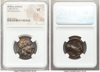 ATTICA. Athens. Ca. 440-404 BC. AR tetradrachm (25mm, 8h). NGC VF. Mid-mass coinage issue. Head of Athena right, wearing crested Attic helmet ornament...