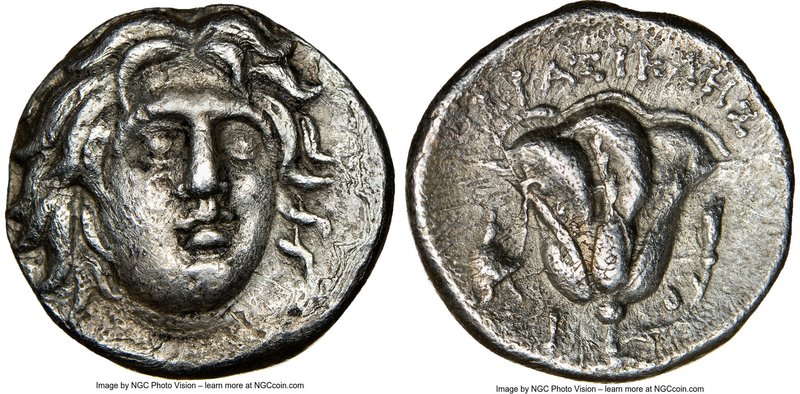 CARIAN ISLANDS. Rhodes. Ca. 275-250 BC. AR drachm (15mm, 12h). NGC Choice VF. Er...
