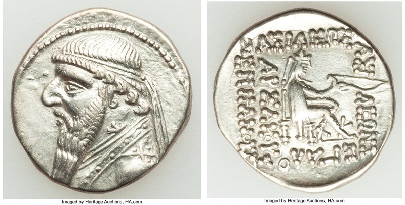 PARTHIAN KINGDOM. Mithradates II (ca. 121-91 BC). AR drachm (20mm, 4.19 gm, 12h)...