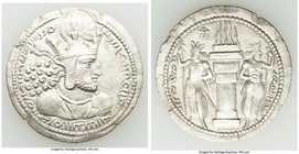 SASANIAN KINGDOM. Shapur I (AD 241-272). AR drachm (25mm, 4.23 gm, 3h). VF. Mint I (Ctesiphon), phase 2, ca. AD 260-272. Bust of Shapur I right, weari...