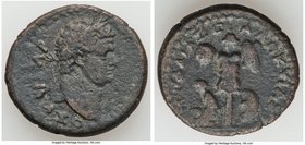JUDAEA. Caesarea Maritima. Judaea Capta issue. Titus, as Caesar (AD 79-81). AE (25mm, 10.34 gm, 12h). About Fine. AD 71-73. AYTOKP TIT-OΣ KAIΣAP, laur...