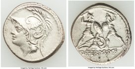 Q. Minucius Thermus M.f. (ca. 103 BC). AR denarius (20mm, 3.83 gm, 9h). Choice VF. Head of Mars left wearing crested helmet decorated with laurel bran...