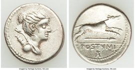 C. Postumius (ca. 74 BC). AR denarius (18mm, 3.96 gm, 6h). VF. Rome. Draped bust of Diana right, bow and quiver over shoulder; dotted border / C•POSTV...