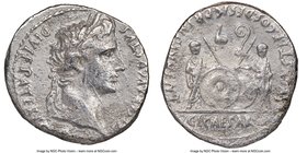 Augustus (27 BC-AD 14). AR denarius (19mm, 1h). NGC VF. Lugdunum, 2 BC-AD 4. CAESAR AVGVSTVS-DIVI F PATER PATRIAE, laureate head of Augustus right / A...