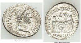 Augustus (27 BC-AD 14). AR denarius (22mm, 3.59 gm, 2h). XF, porosity. Lugdunum, 2 BC-AD 4. CAESAR AVGVSTVS-DIVI F PATER PATRIAE, laureate head of Aug...