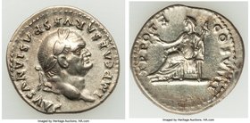 Vespasian (AD 69-79). AR denarius (19mm, 3.31 gm, 5h). Choice VF. Rome, AD 79. IMP CAESAR VESPASIANVS AVG, laureate head of Vespasian right / TR POT X...