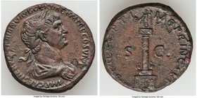 Trajan (AD 98-117). AE as (26mm, 13.51 gm, 5h). VF, cleaning marks. Rome, AD 112-114. IMP CAES NERVAE TRAIANO AVG GER DAC P M TR P COS VI P P, laureat...