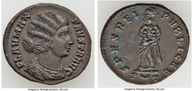 Fausta (AD 324-326). AE3 or BI nummus (19mm, 3.02 gm, 5h). XF. Ticinum, 1st officina, AD 324-326. FLAV MAX-FAVSTA AVG, mantled bust of Fausta right, s...