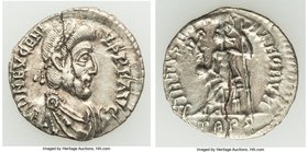 Eugenius, Western Roman Empire (AD 392-394). AR siliqua (17mm, 1.48 gm, 7h). XF, flan crack. Trier. D N EVGENI-VS P F AVG, pearl-diademed, draped and ...